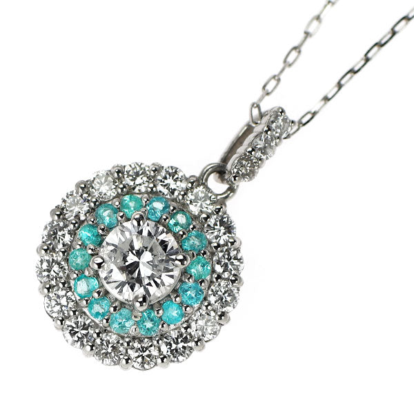 Pt950/ Pt850 パライバトルマリン ダイヤモンド ペンダントネックレス 0.12ct D0.62ct