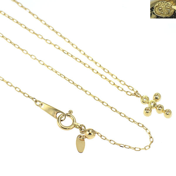 ベーネベーネ K18YG ローズカット ダイヤモンド ペンダントネックレス 0.08ct クロス