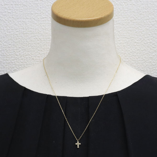ベーネベーネ K18YG ローズカット ダイヤモンド ペンダントネックレス 0.08ct クロス