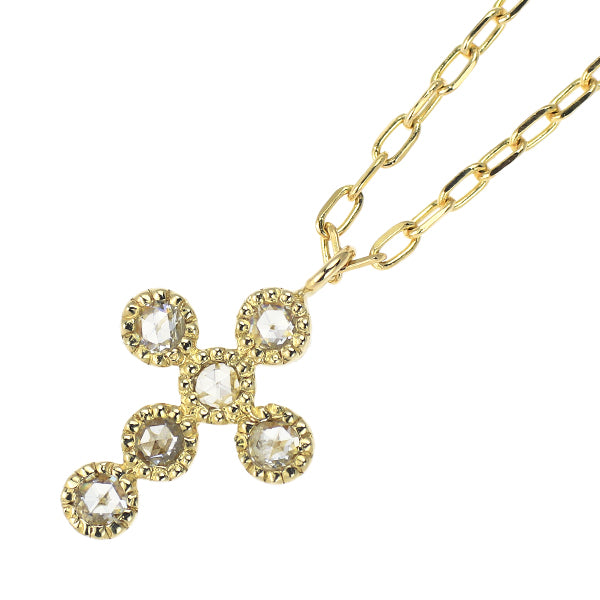 ベーネベーネ K18YG ローズカット ダイヤモンド ペンダントネックレス 0.08ct クロス