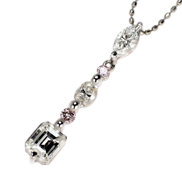 Pt900/ Pt850 ダイヤモンド 天然ピンクダイヤ ペンダントネックレス 0.94ct PD0.06ct
