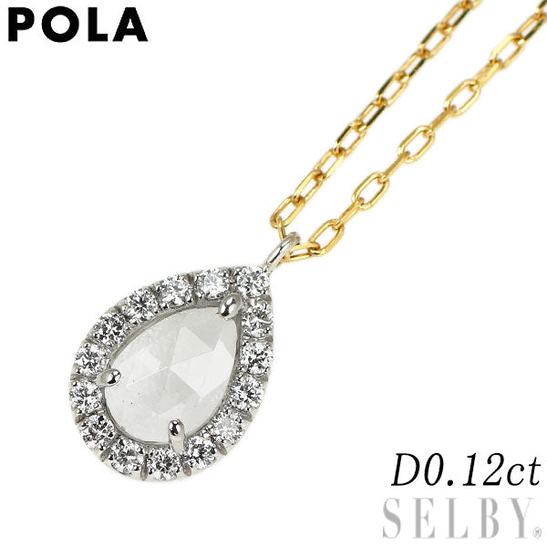 ポーラ K18YG/WG ローズカット ロッククリスタル ダイヤモンド ペンダントネックレス D0.12ct