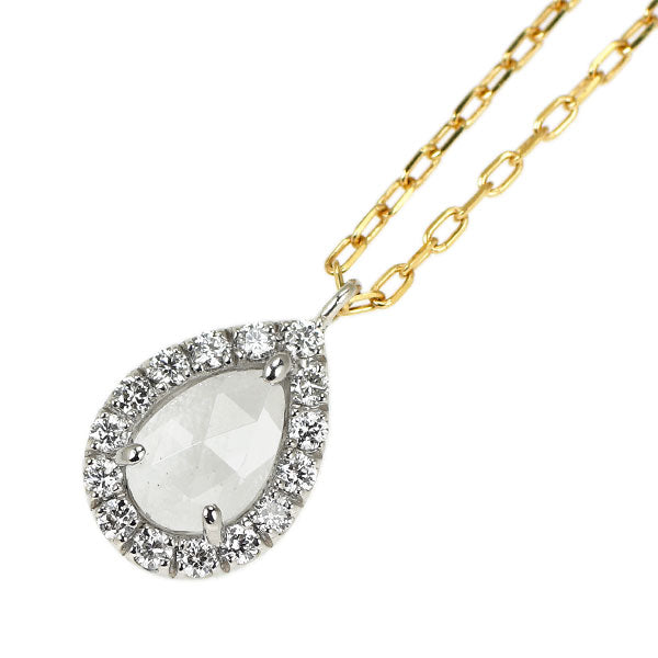 ポーラ K18YG/WG ローズカット ロッククリスタル ダイヤモンド ペンダントネックレス D0.12ct