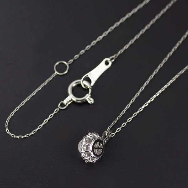 Pt950/ Pt850 ベビーアコヤパール ダイヤモンド ペンダントネックレス 径約3.3mm D0.10ct