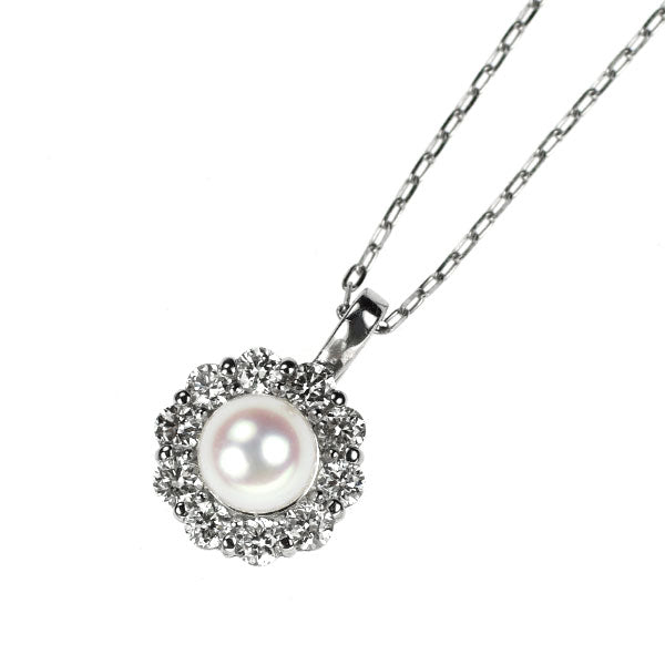 Pt950/ Pt850 ベビーアコヤパール ダイヤモンド ペンダントネックレス 径約3.3mm D0.10ct