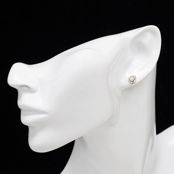 K18YG/PG ベビーアコヤパール ダイヤモンド ピアス D0.20ct 径約3.1-3.2mm
