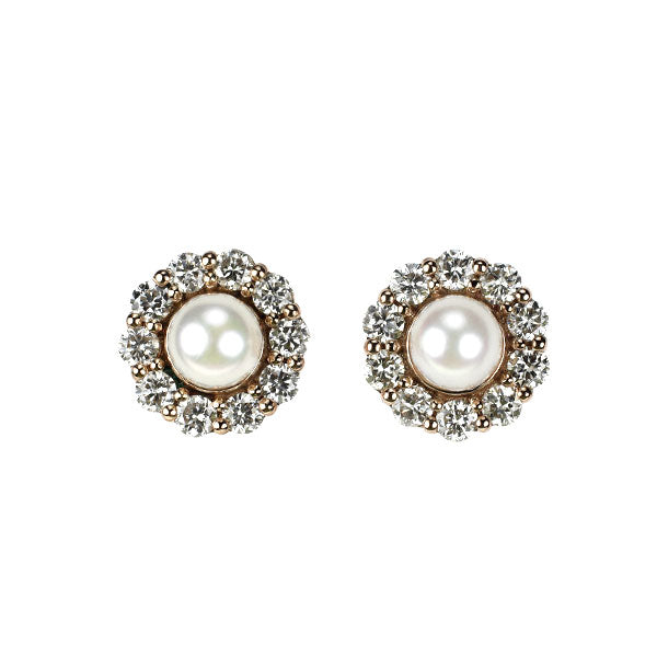 K18YG/PG ベビーアコヤパール ダイヤモンド ピアス D0.20ct 径約3.1-3.2mm