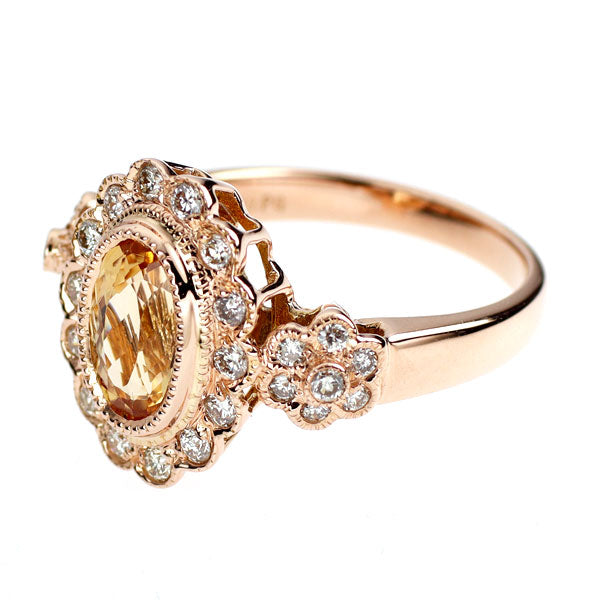 K18PG インペリアルトパーズ ダイヤモンド リング 1.71ct D0.54ct