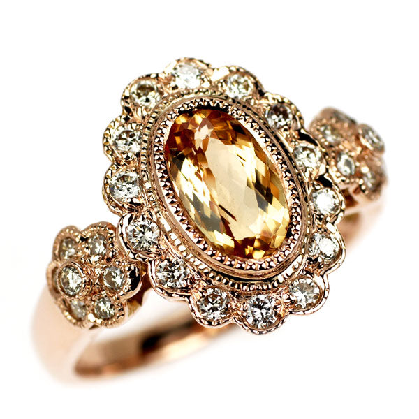 K18PG インペリアルトパーズ ダイヤモンド リング 1.71ct D0.54ct