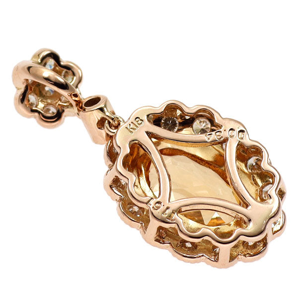 K18PG インペリアルトパーズ ダイヤモンド ペンダントトップ 1.61ct D0.34ct