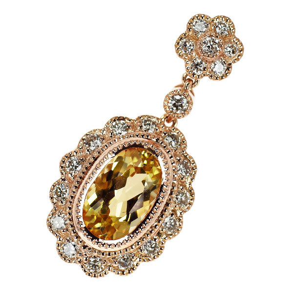 K18PG インペリアルトパーズ ダイヤモンド ペンダントトップ 1.61ct D0.34ct