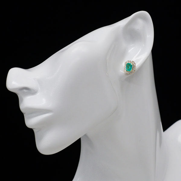 K18YG エメラルド ダイヤモンド ピアス 1.14ct D0.54ct
