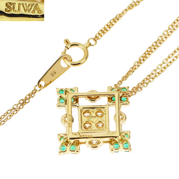 SUWA K18YG エメラルド ダイヤモンド ペンダントネックレス 《セルビー銀座店》【中古】