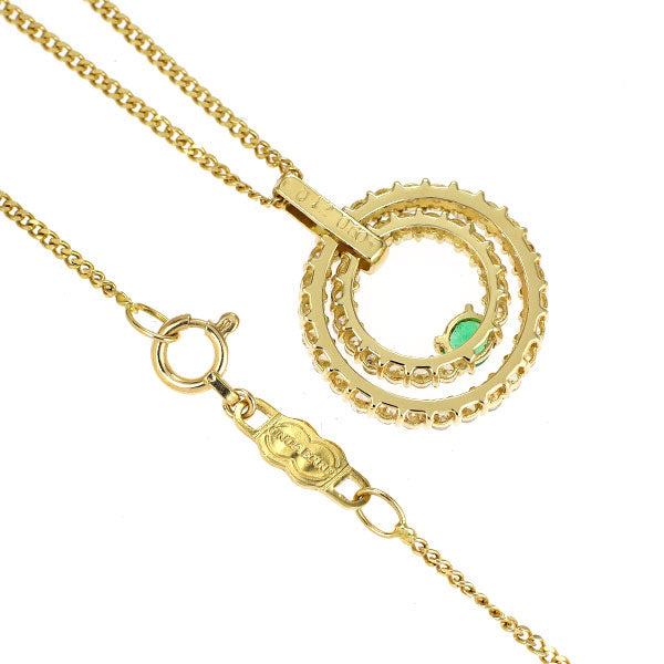 K18YG エメラルド ダイヤモンド ペンダントネックレス 0.12ct D0.60ct