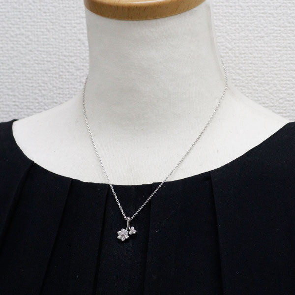Pt900/ Pt850 天然ピンク ダイヤモンド ペンダントネックレス 0.04ct D0.41ct フラワー