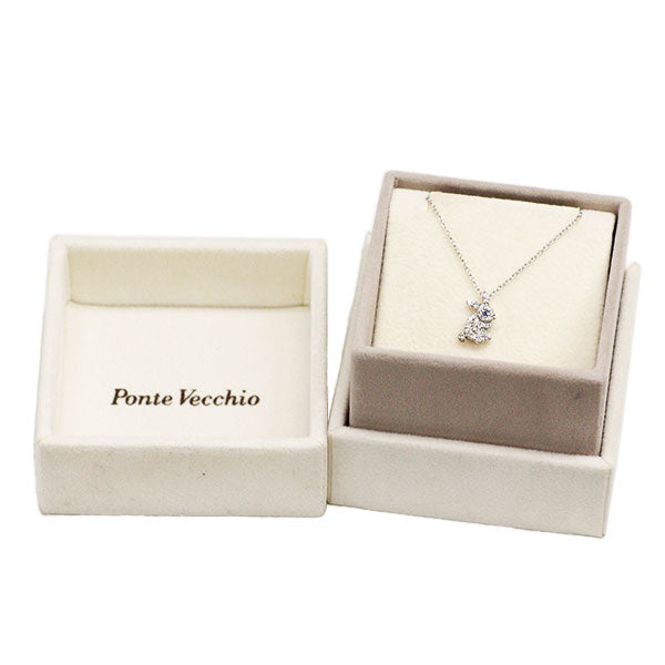 ポンテヴェキオ K18WG ダイヤモンド  サファイア ペンダントネックレス 0.16ct うさぎ