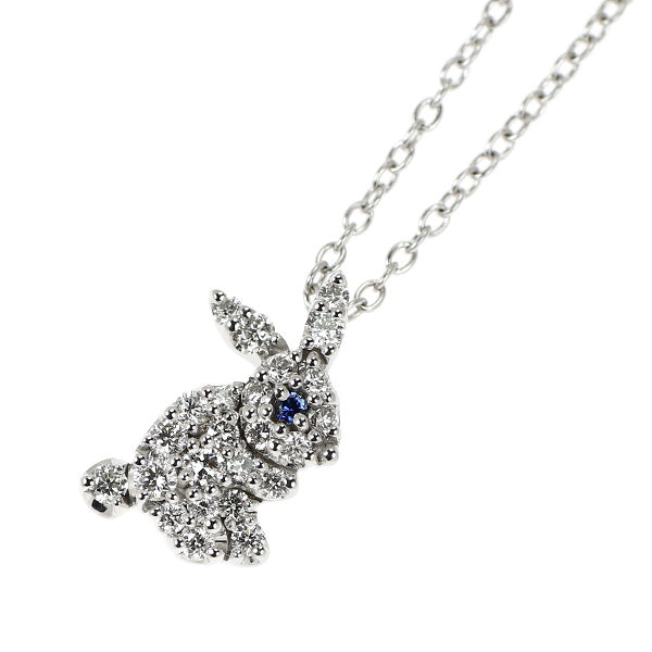 ポンテヴェキオ K18WG ダイヤモンド  サファイア ペンダントネックレス 0.16ct うさぎ
