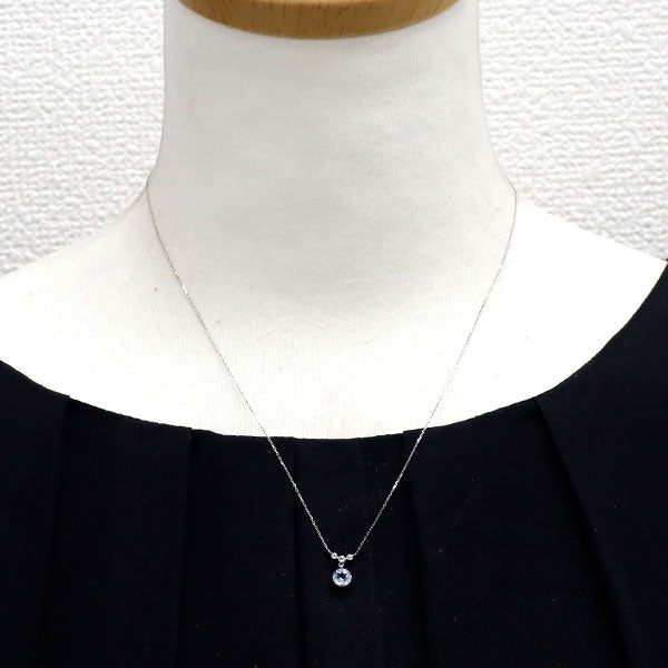 4℃ K10WG ブルー/ホワイトトパーズ ペンダントネックレス