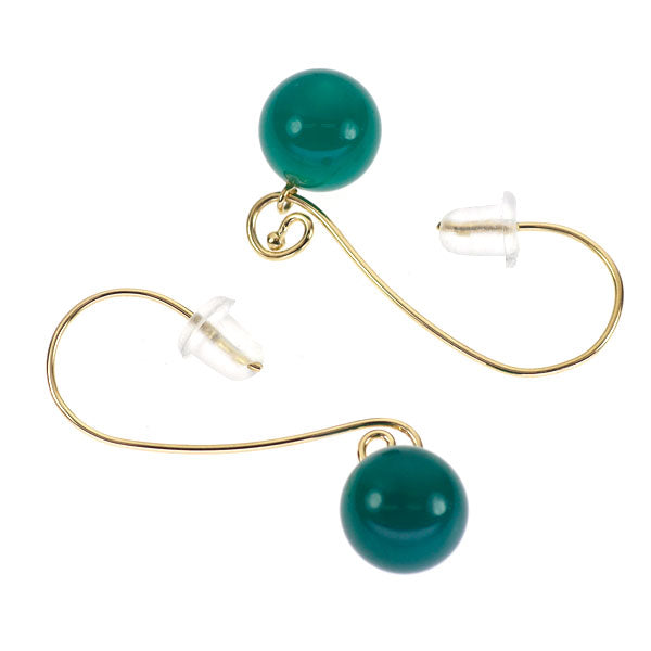 K18YG グリーンカルセドニー ピアス 径約8.2mm