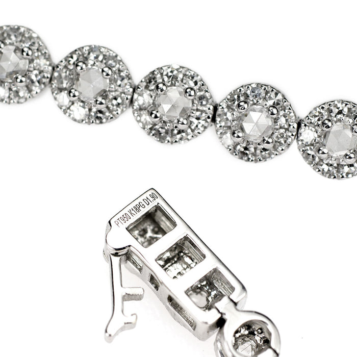 Pt950/ K18PG 全石グレード付天然ピンクダイヤモンド ローズカット/シングルカットブレスレット 0.655ct D1.90ct