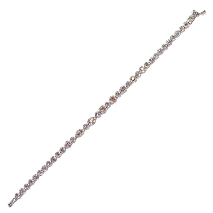Pt950/ K18PG 全石グレード付天然ピンクダイヤモンド ローズカット/シングルカットブレスレット 0.655ct D1.90ct