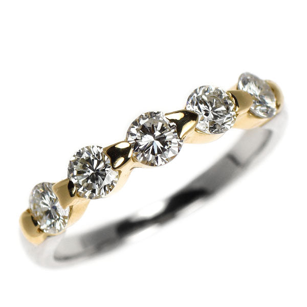 Pt900/K18YG ダイヤモンド リング 0.70ct 一文字