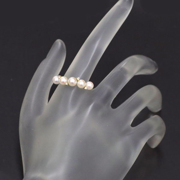 K18YG アコヤ真珠 ダイヤモンド リング 径約4.5-4.8mm Ｄ0.03ct