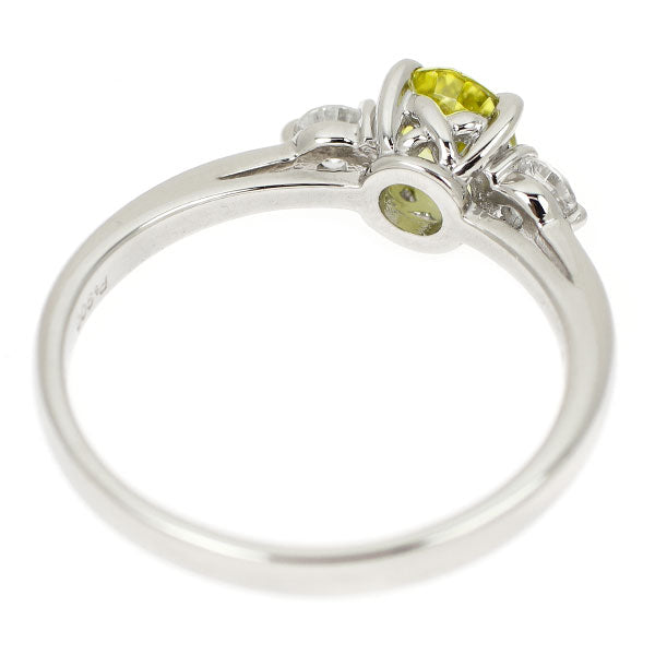 Pt900 カナリーイエロートルマリン ダイヤモンド リング 0.60ct D0.21ct