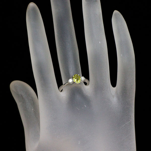 Pt900 カナリーイエロートルマリン ダイヤモンド リング 0.60ct D0.21ct