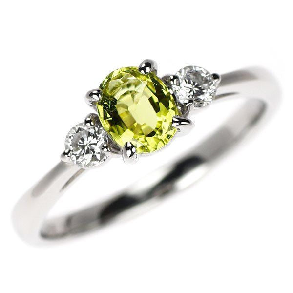 Pt900 カナリーイエロートルマリン ダイヤモンド リング 0.60ct D0.21ct