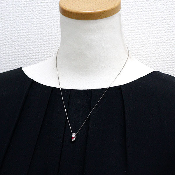 田崎真珠 Pt900/ Pt850 ルビー ダイヤモンド ペンダントネックレス 0.39ct D0.03ct