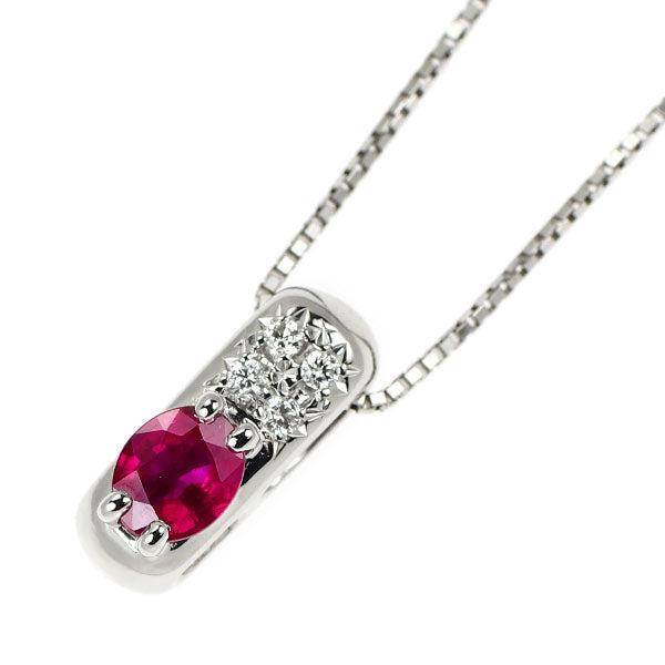 田崎真珠 Pt900/ Pt850 ルビー ダイヤモンド ペンダントネックレス 0.39ct D0.03ct
