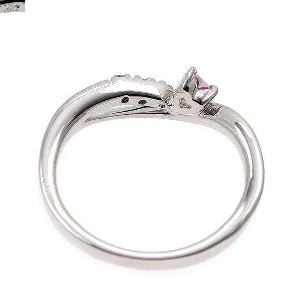 4℃ K18WG ピンクサファイア ダイヤモンド リング