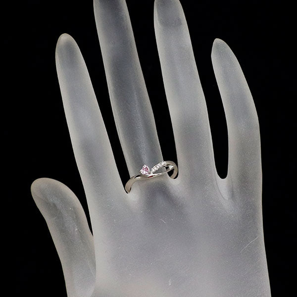 4℃ K18WG ピンクサファイア ダイヤモンド リング