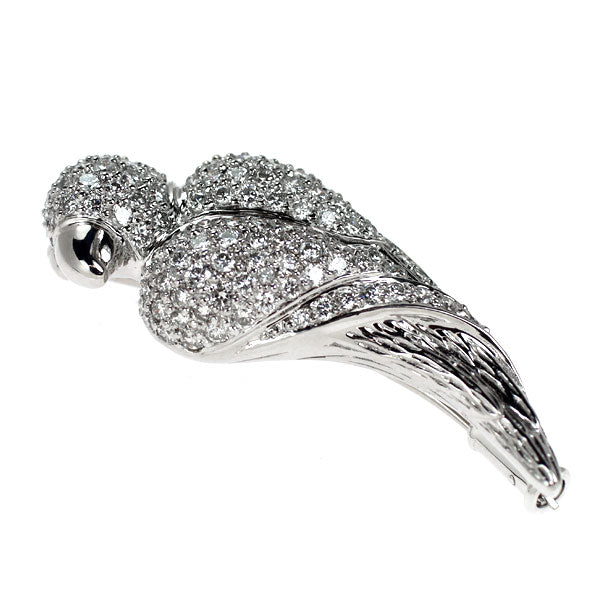 クイーン/Queen K18WG ダイヤモンド ブローチ 1.27ct 鳥