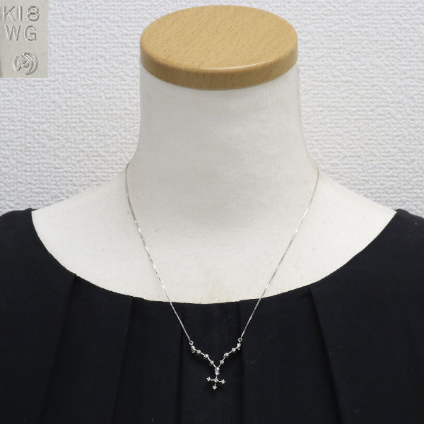 田崎真珠 K18WG ダイヤモンド ペンダントネックレス 0.17ct 2way