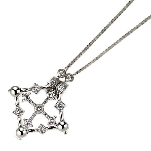 田崎真珠 K18WG ダイヤモンド ペンダントネックレス 0.17ct 2way