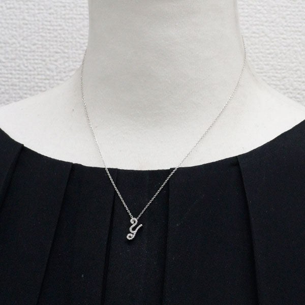 ポンテヴェキオ K18WG ダイヤモンド ペンダントネックレス 0.11ct イニシャル「Y」
