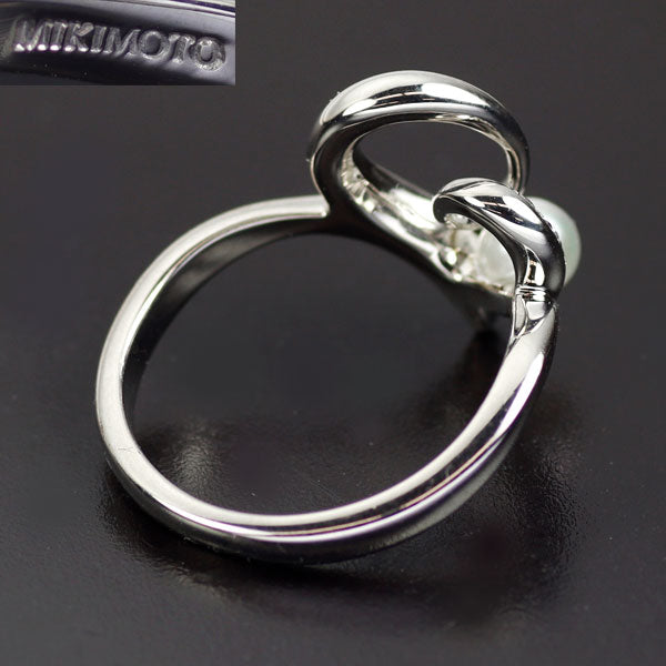 ミキモト K18WG アコヤベビー 真珠 ダイヤモンド リング 径約4.1mm ハート