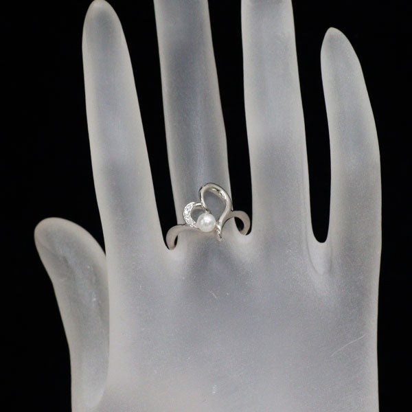 ミキモト K18WG アコヤベビー 真珠 ダイヤモンド リング 径約4.1mm ハート