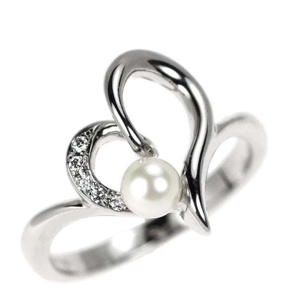ミキモト K18WG アコヤベビー 真珠 ダイヤモンド リング 径約4.1mm ハート