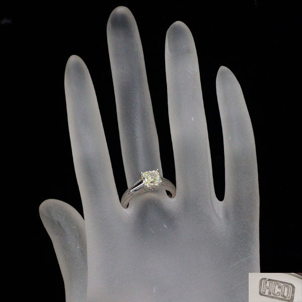 平和堂貿易 Pt950 ラディアントカット 天然イエロー ダイヤモンド リング 1.253ct D0.02ct