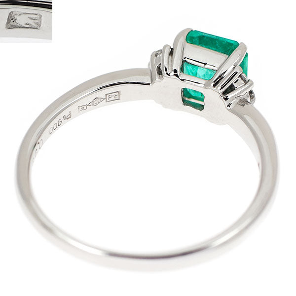 セイコー Pt900 エメラルド ダイヤモンド リング 0.99ct D0.13ct