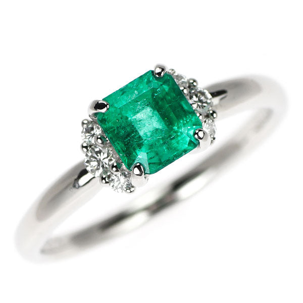 セイコー Pt900 エメラルド ダイヤモンド リング 0.99ct D0.13ct