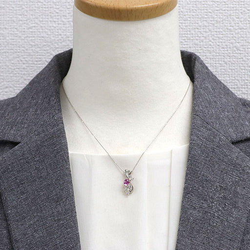 K18WG ピンクサファイア ダイヤモンド ペンダントネックレス 0.97ct D0