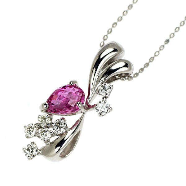 K18WG ピンクサファイア ダイヤモンド ペンダントネックレス 0.97ct D0