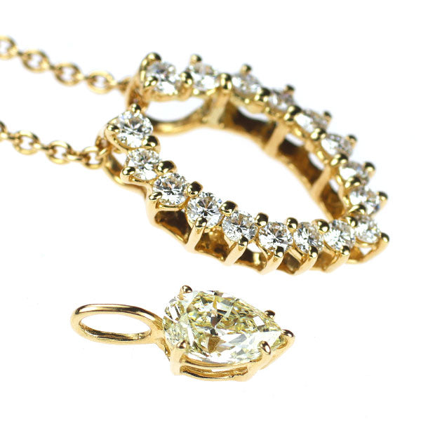 平和堂貿易 K18YG ペアシェイプ ダイヤモンド ペンダントネックレス 1.065ct LY SI1 D0.88ct 3Way