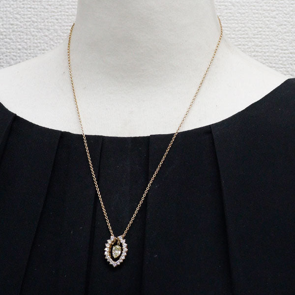 平和堂貿易 K18YG ペアシェイプ ダイヤモンド ペンダントネックレス 1.065ct LY SI1 D0.88ct 3Way