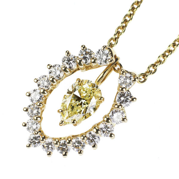 平和堂貿易 K18YG ペアシェイプ ダイヤモンド ペンダントネックレス 1.065ct LY SI1 D0.88ct 3Way
