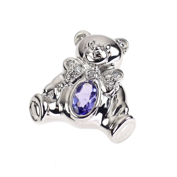 K18WG タンザナイト ダイヤモンド ペンダントトップ 0.20ct D0.05ct 熊